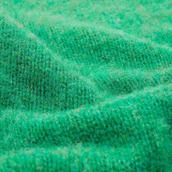 BRUSHED SHETLAND CREW KNIT SWEATER - EVERGREEN