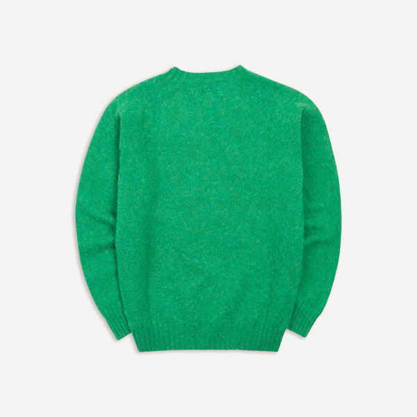 BRUSHED SHETLAND CREW KNIT SWEATER - EVERGREEN