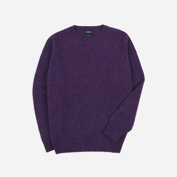 BRUSHED SHETLAND CREW KNIT SWEATER - IRIS PURPLE