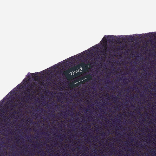 BRUSHED SHETLAND CREW KNIT SWEATER - IRIS PURPLE