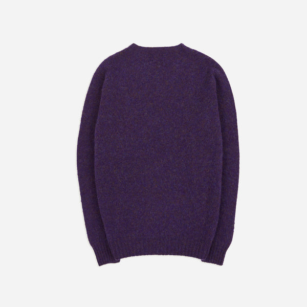 BRUSHED SHETLAND CREW KNIT SWEATER - IRIS PURPLE