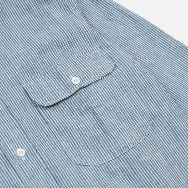 STRIPED DENIM WORK SHIRT - BLUE