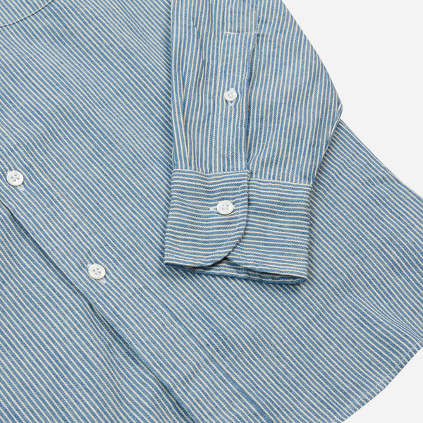 STRIPED DENIM WORK SHIRT - BLUE