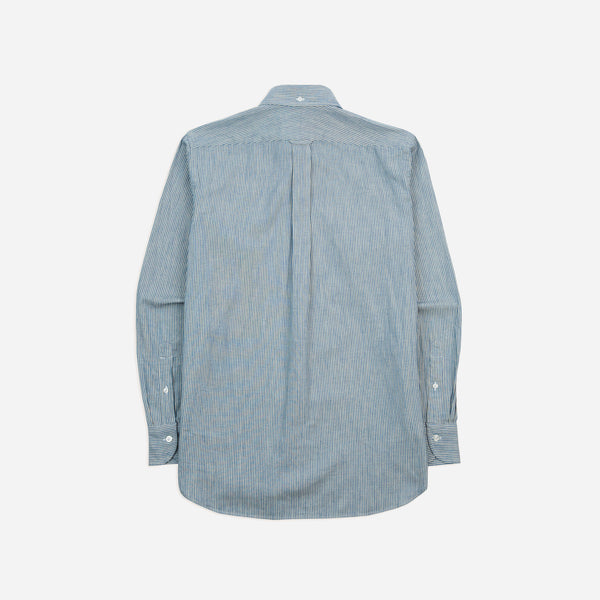 STRIPED DENIM WORK SHIRT - BLUE
