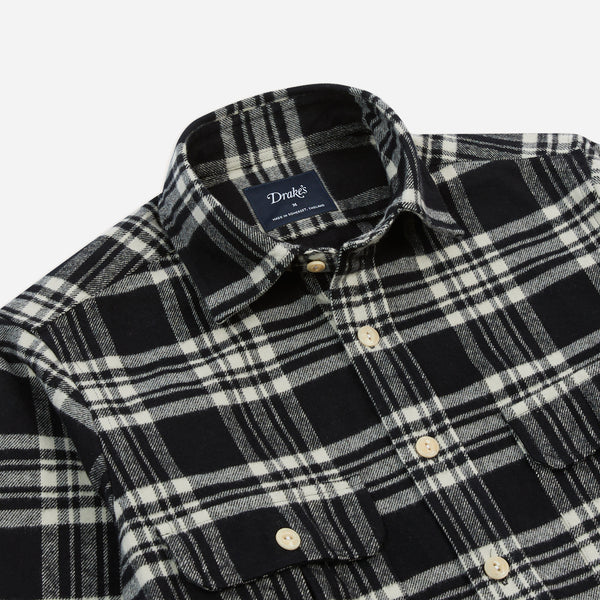 HEAVY COTTON CHECK SHIRT - NAVY/ECRU