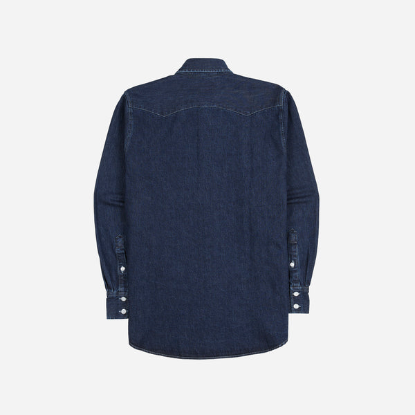 Drake's Western Selvedge Denim Shirt - Indigo Stone Wash