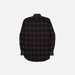 Drakes - Drake's LP Two-Pocket Check Shirt - Navy & Tobacco -  - Alternative View 1