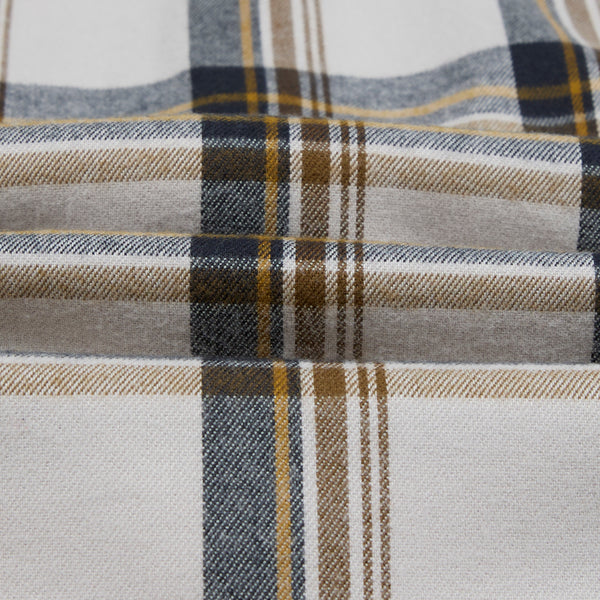 Drake's LP Two-Pocket Check Shirt - Ecru, Navy & Brown