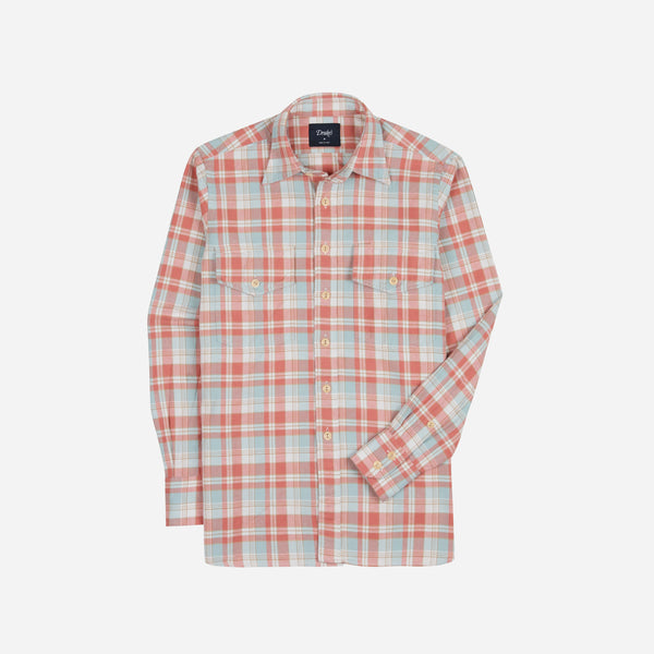 Drake's LP Two-Pocket Check Shirt - Pink & Blue