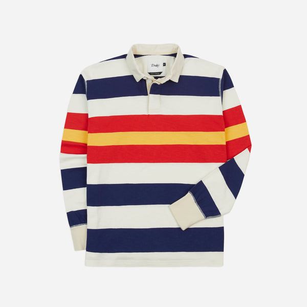 STRIPED RUGBY SHIRT - WHITE/NAVY-RED