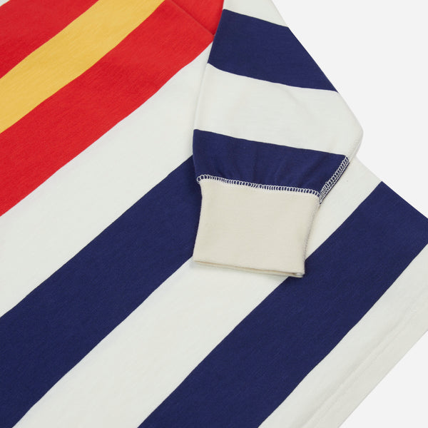 STRIPED RUGBY SHIRT - WHITE/NAVY-RED