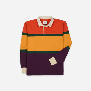Drakes - Drake's Block Stripe Knitted Rugby - Red, Yellow & Purple -  - Main Front View