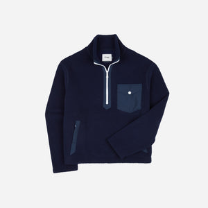 Drakes - Drake's Quarter Zip Fleece - Ecru Multi -  - Main Front View