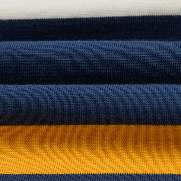 STRIPE QUARTER ZIP RUGBY - ECRU/NAVY-YELLOW