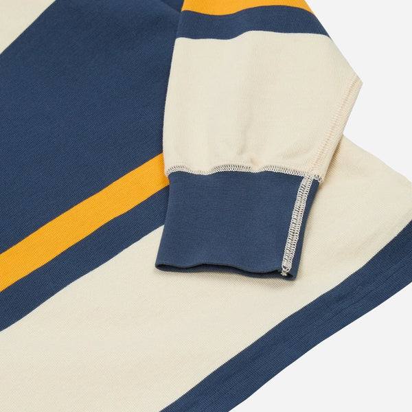 STRIPE QUARTER ZIP RUGBY - ECRU/NAVY-YELLOW