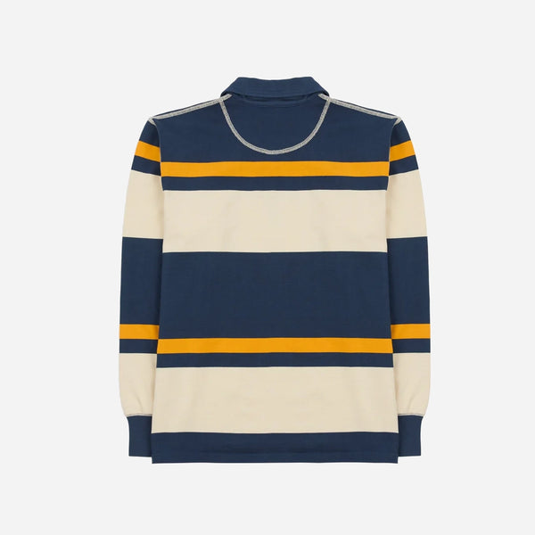 STRIPE QUARTER ZIP RUGBY - ECRU/NAVY-YELLOW