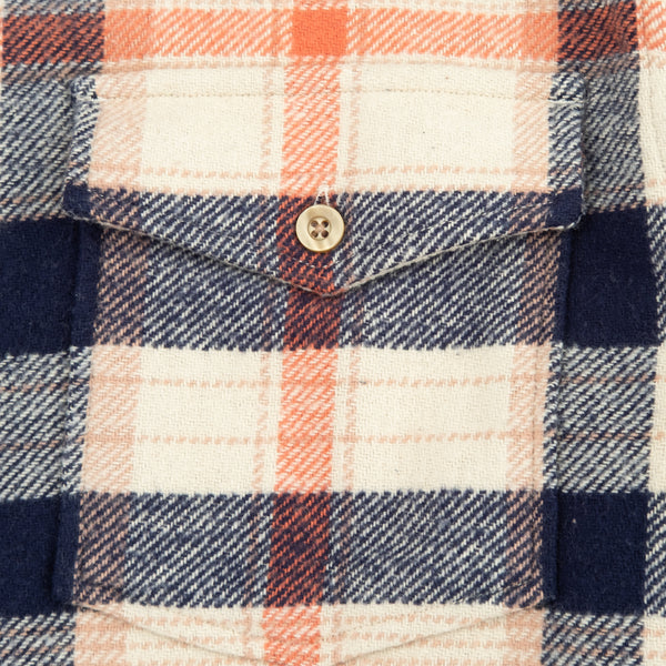BIG POCKET FLANNEL SHIRT - SILVER LINING/ORANGE-BLUE