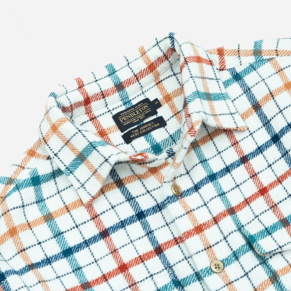 BIG POCKET FLANNEL SHIRT - SAXONY BLUE/WHITE-RED