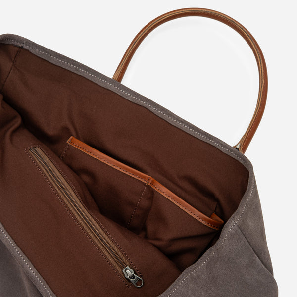 SUEDE TOTE BAG - BROWN