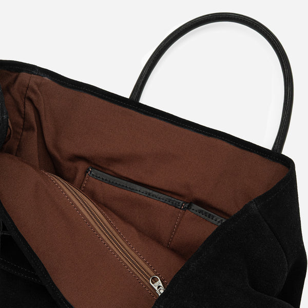 SUEDE TOTE BAG - BLACK