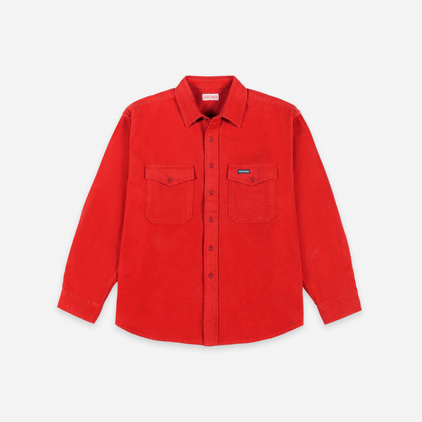 Notched Pocket Flannel Shirt - Bright Brick
