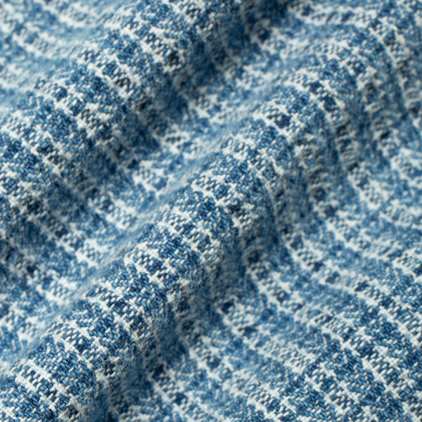A light blue and white checkered long-sleeve button-down shirt.