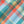 Load image into Gallery viewer, A close-up of a plaid fabric pattern with diagonal stripes in teal, light blue, orange, beige, and brown.
