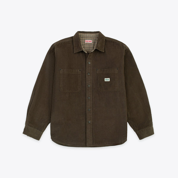 Lined Snap Overshirt - Brown Corduroy
