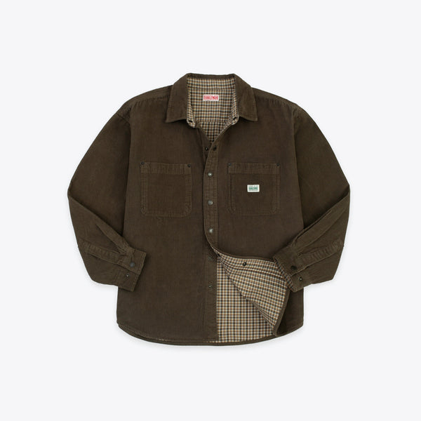 Lined Snap Overshirt - Brown Corduroy