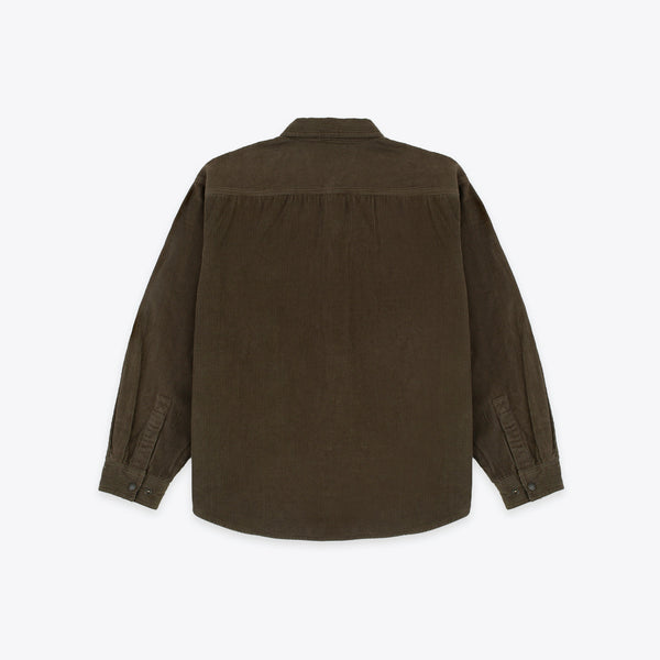 Lined Snap Overshirt - Brown Corduroy