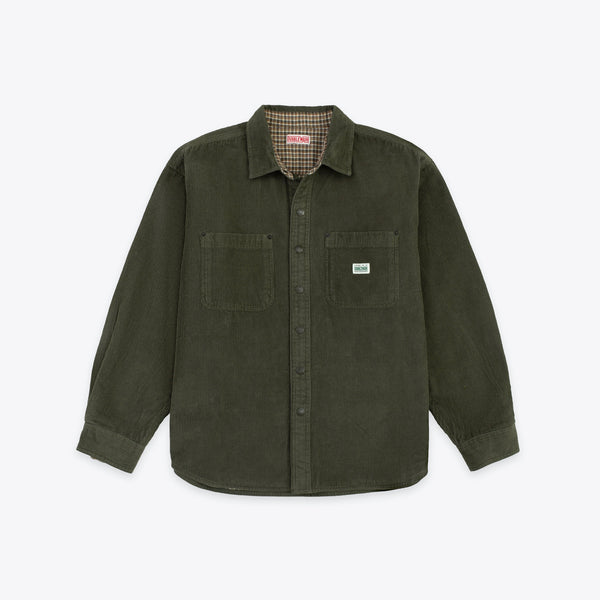 Lined Snap Overshirt - Sage Corduroy