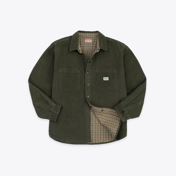 Lined Snap Overshirt - Sage Corduroy