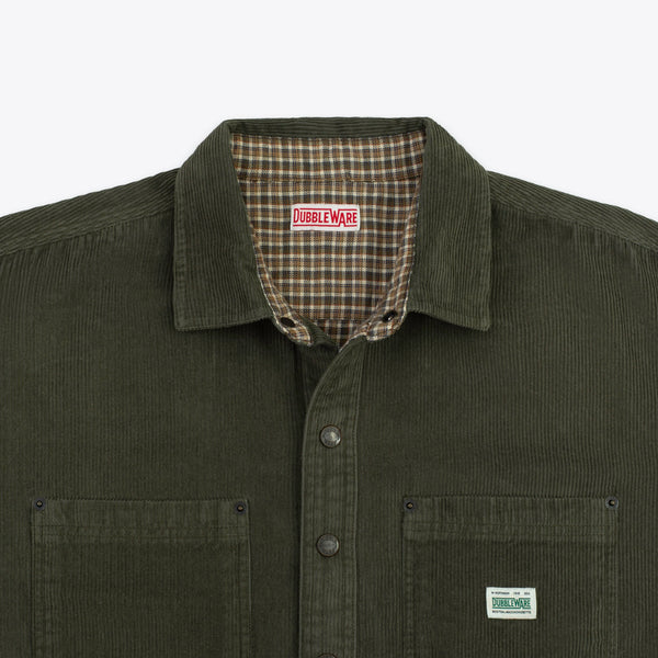 Lined Snap Overshirt - Sage Corduroy