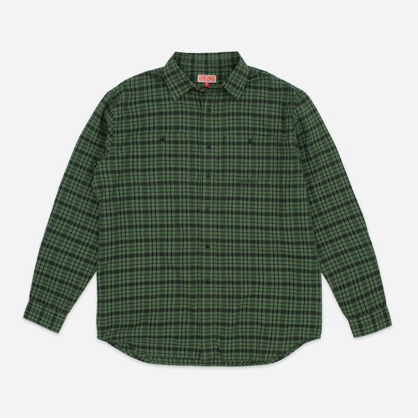 POP CHECK PLAID SHIRT - GREEN/BLACK
