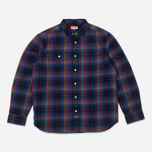 Dubbleware - HERITAGE CHECK WORK SHIRT - BLUE/RED-MIX -  - Main Front View