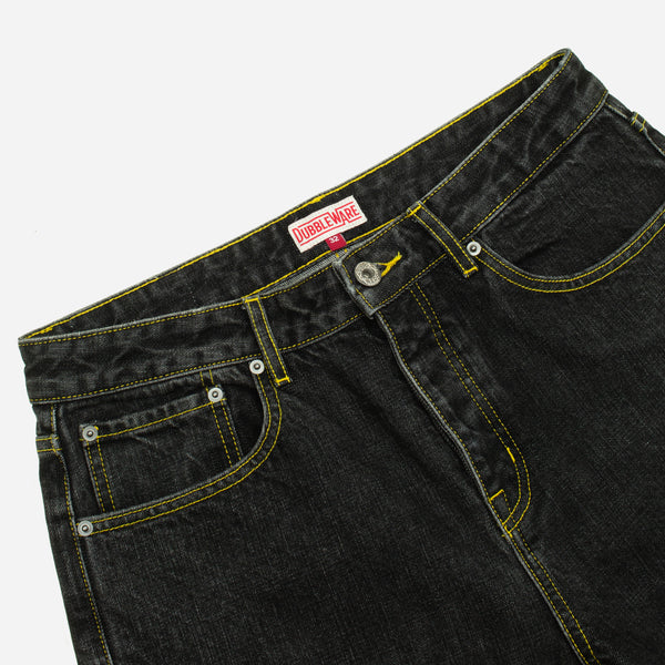 SELVEDGE STRAIGHT LEG WORK DENIM JEANS - BLACK WASH