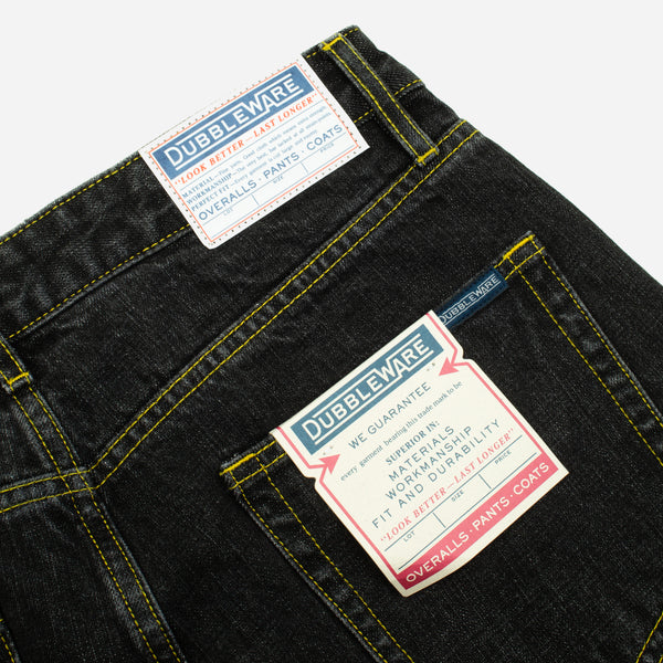 SELVEDGE STRAIGHT LEG WORK DENIM JEANS - BLACK WASH
