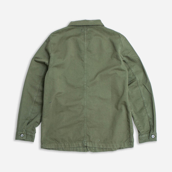 HEAVY WASH HERRINGBONE WORK JACKET - GREEN