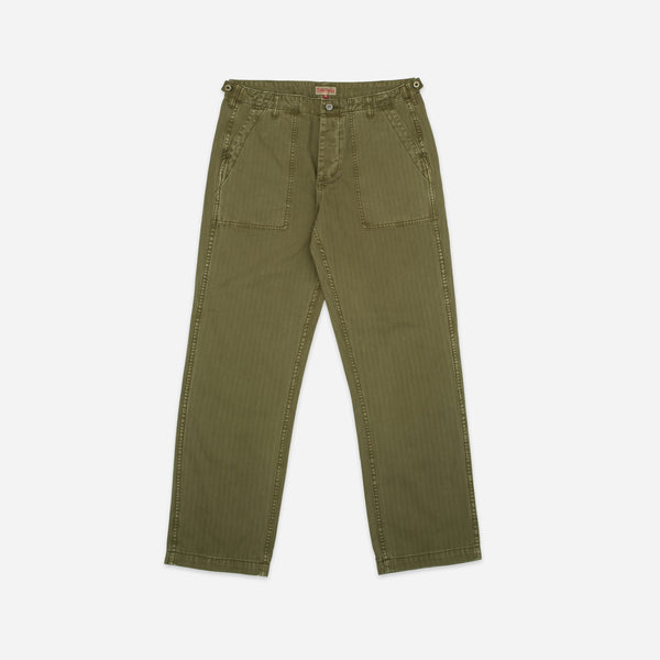 HERRINGBONE FATIGUE PANT - GREEN