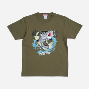 Dubbleware - BASS FISHING T-SHIRT - OLIVE GREEN -  - Main Front View