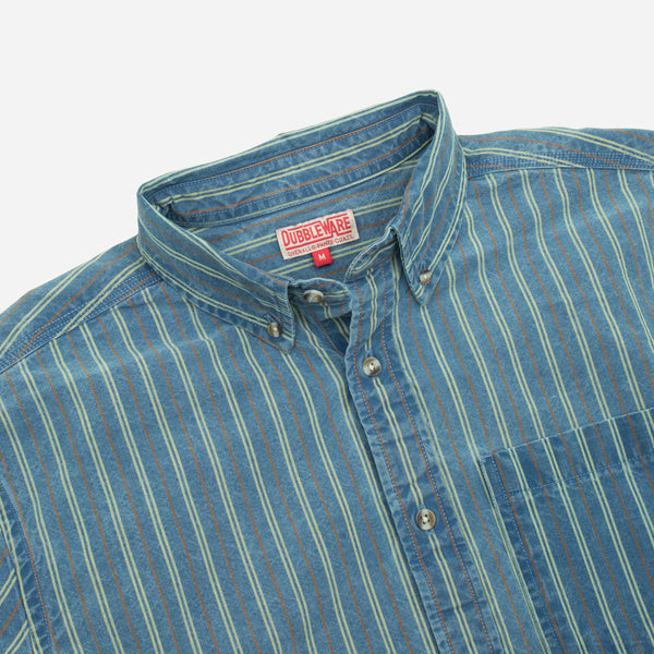 VINTAGE B.D STRIPED DENIM SHIRT - WASHED BLUE