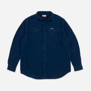 Dubbleware - NOTCHED POCKET HEAVY FLANNEL OVERSHIRT - NAVY -  - Main Front View