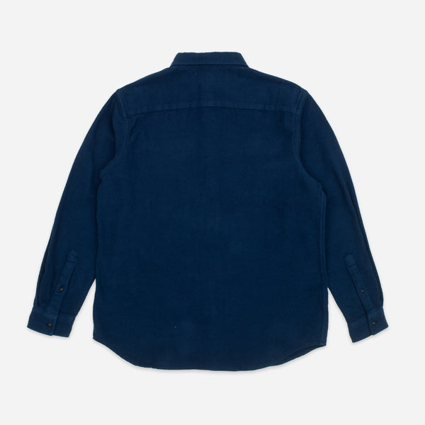 NOTCHED POCKET HEAVY FLANNEL OVERSHIRT - NAVY