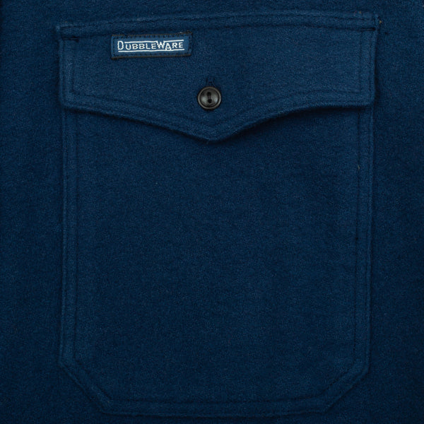 NOTCHED POCKET HEAVY FLANNEL OVERSHIRT - NAVY