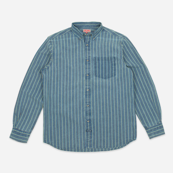 VINTAGE B.D STRIPED DENIM SHIRT - WASHED BLUE
