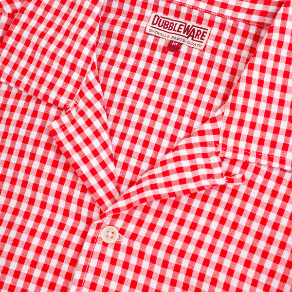 QUINCY SEERSUCKER CAMP SHIRT - RED CHECK