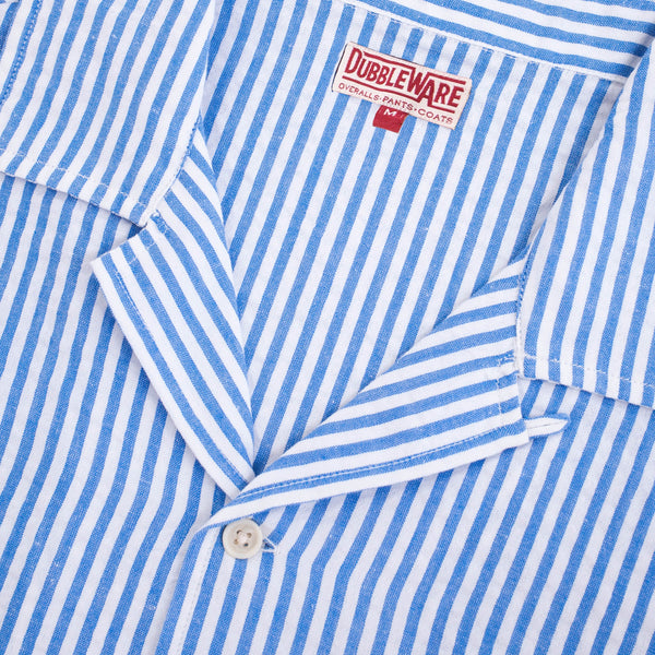 QUINCY SEERSUCKER CAMP SHIRT - NAVY STRIPE