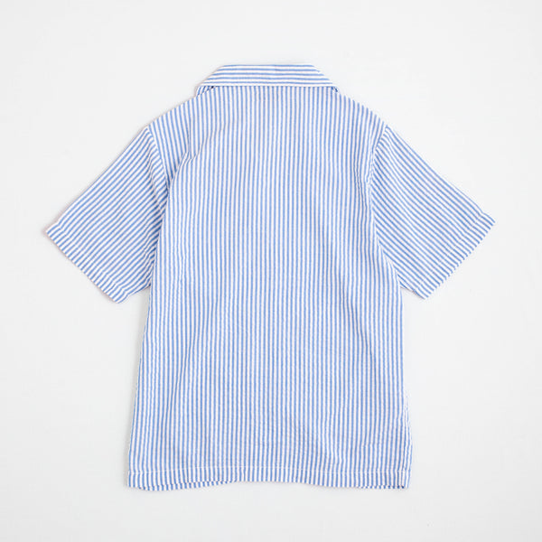 QUINCY SEERSUCKER CAMP SHIRT - NAVY STRIPE