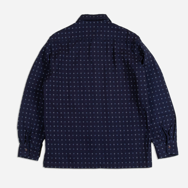 INDIGO JACQUARD JAPANESE OVERSHIRT - NAVY