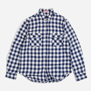 Dubbleware - BUFFALO CHECK WORK SHIRT - NAVY -  - Main Front View